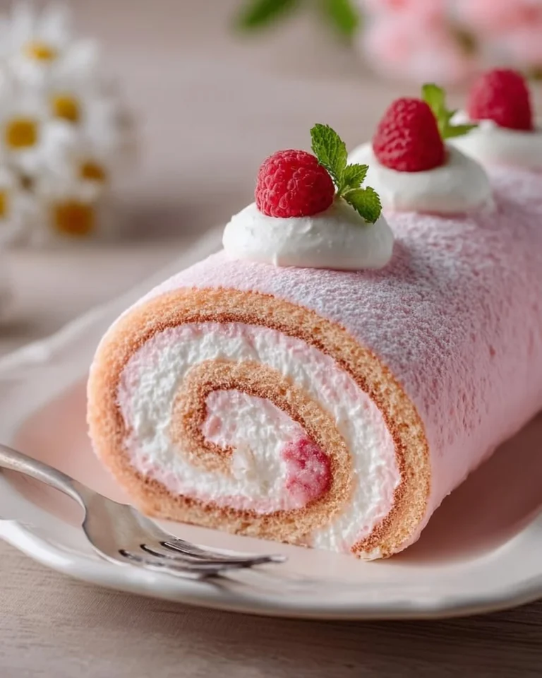 Springtime Pink Swiss Roll dessert with vibrant colors and delicate flavor.