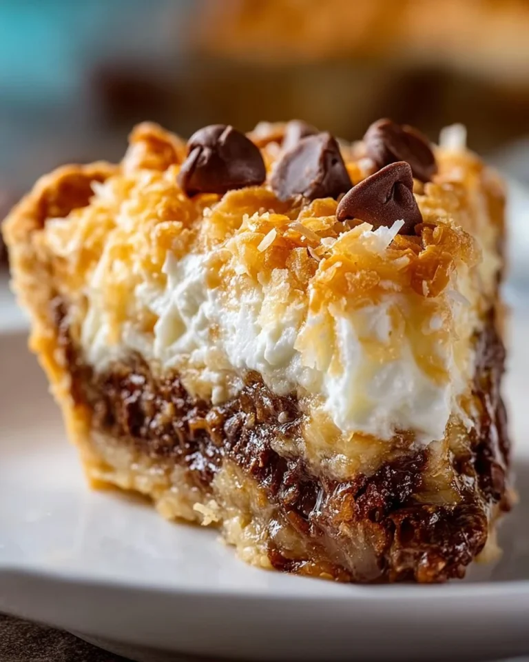 Homemade Texas Trash Pie topped with nuts and chocolate.