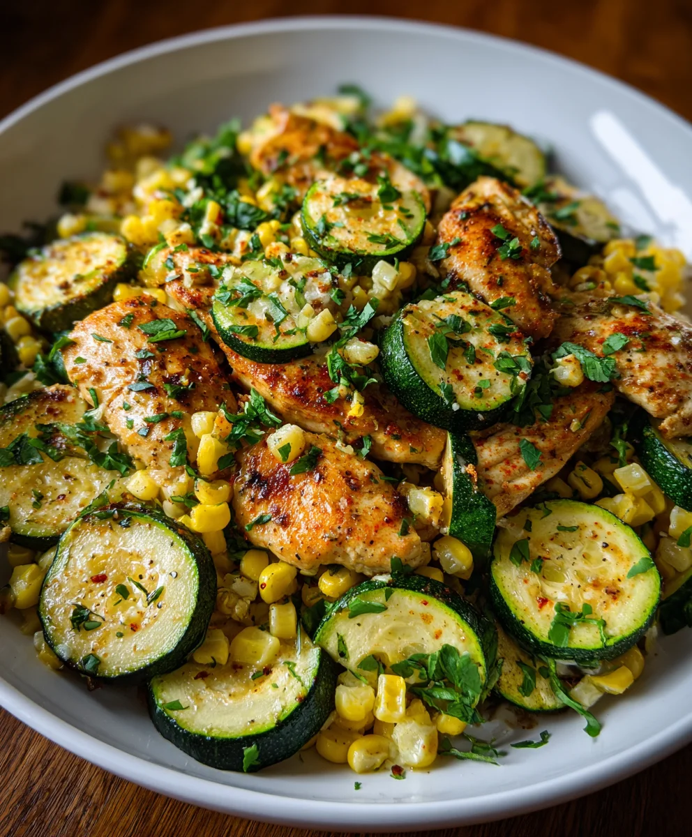 Garlic Butter Chicken Zucchini Corn – Fresh, Flavorful & Perfectly Sautéed