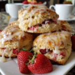 Lemon Glazed Strawberry Scones – Buttery, Fruity & Bright with Citrus Sweetness!