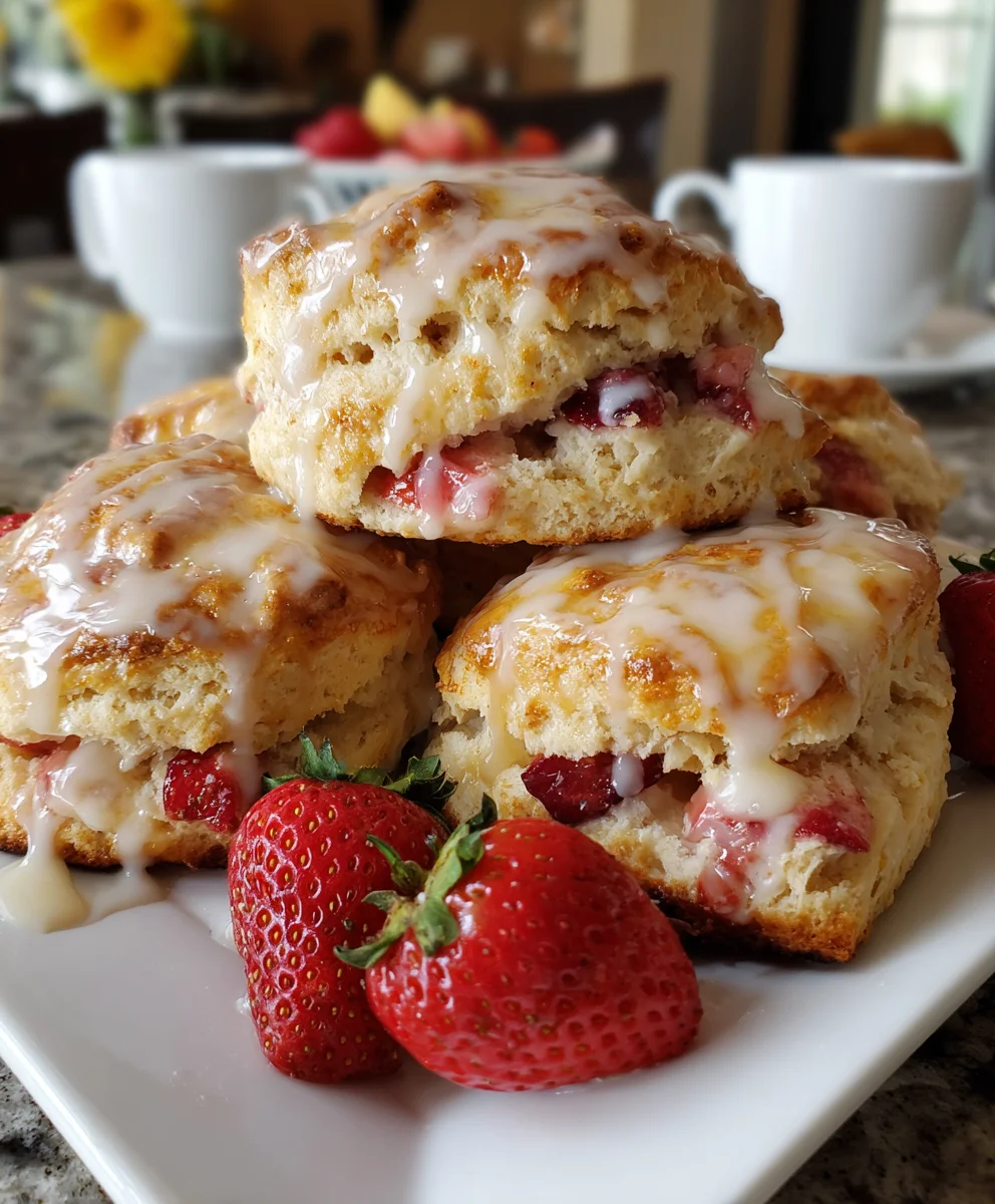 Lemon Glazed Strawberry Scones – Buttery, Fruity & Bright with Citrus Sweetness!