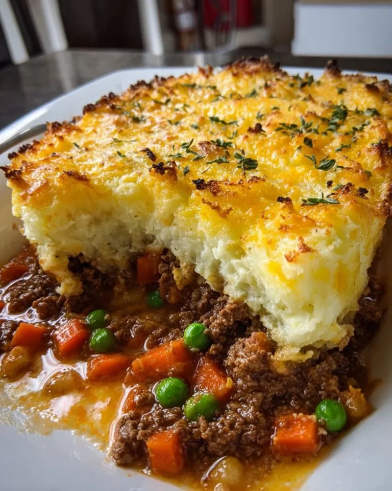 Delicious cheesy cottage pie served in a rustic dish