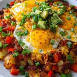 Ultimate Loaded Breakfast Hash with potatoes, eggs, and fresh ingredients.