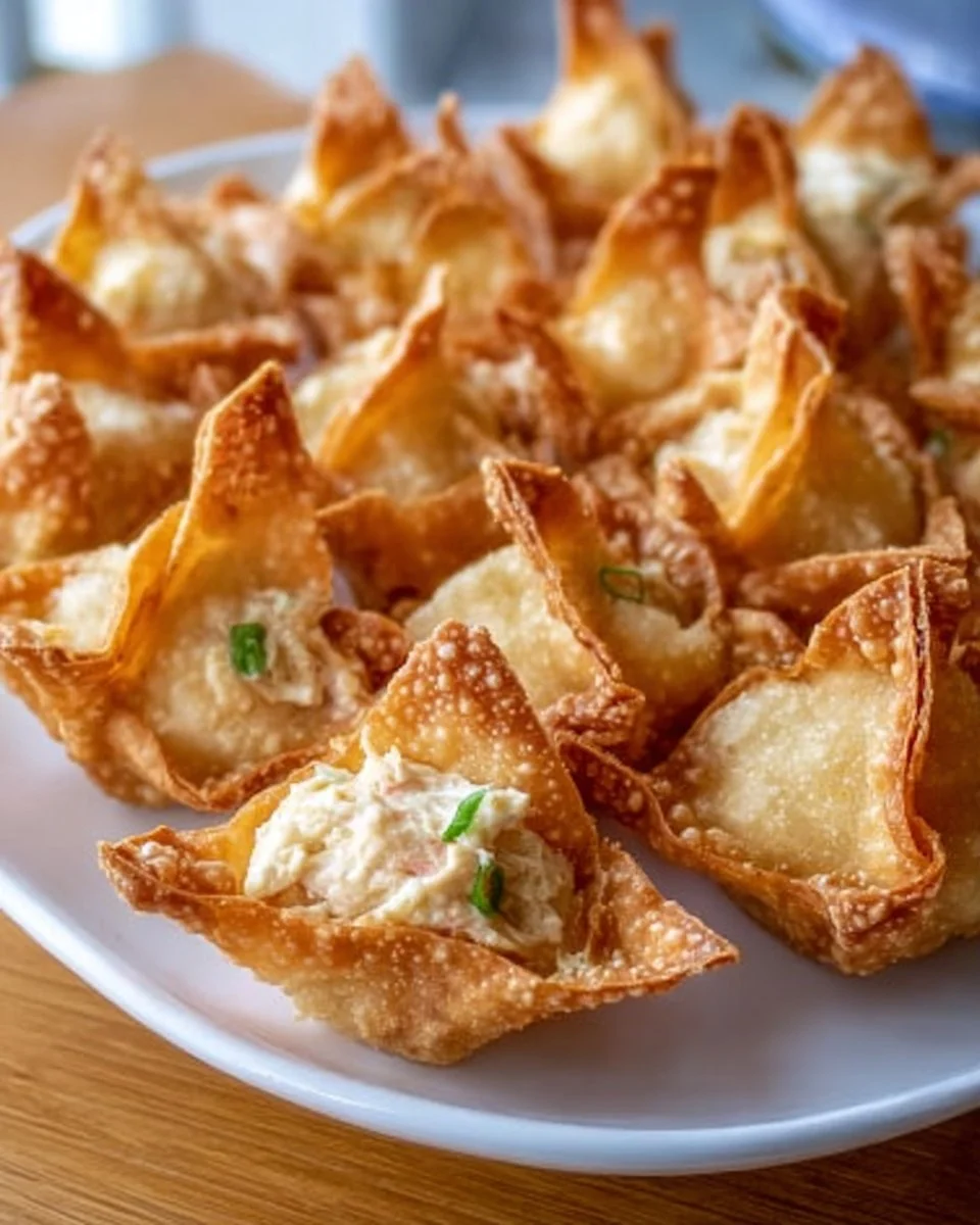 Crispy crab rangoon filled with creamy crab filling, ready in 30 minutes.