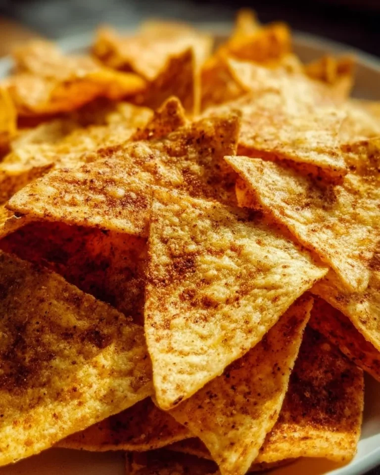 Plate of freshly baked tortilla chips served with salsa.