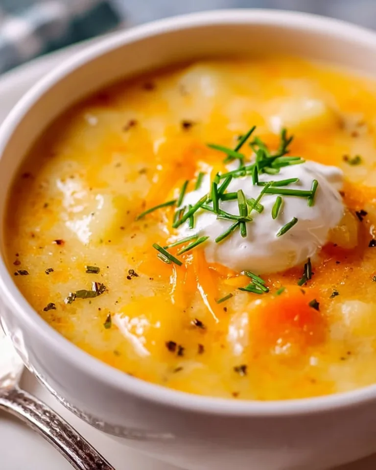 A bowl of creamy potato soup garnished with green onions and herbs.