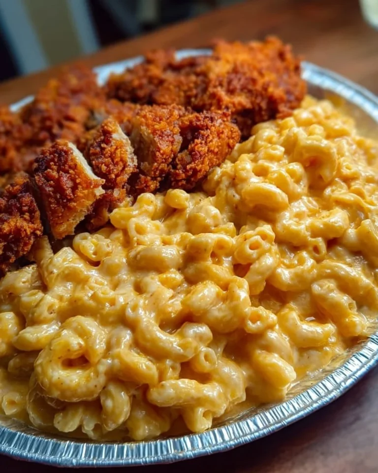 Cajun Fried Chicken Mac and Cheese served in a bowl with a cheesy topping