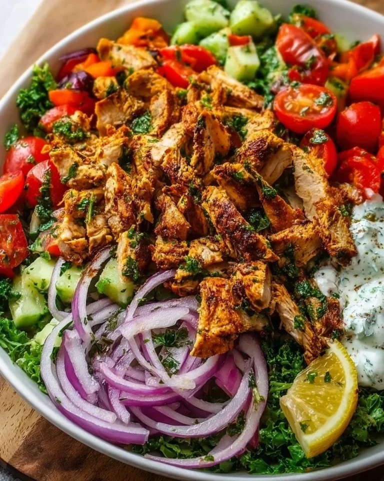 Delicious Chicken Shawarma Salad with fresh vegetables and spices