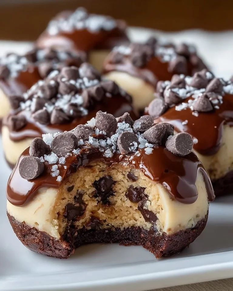 Chocolate chip cookie dough brownie bites delicious 3-layer dessert treat