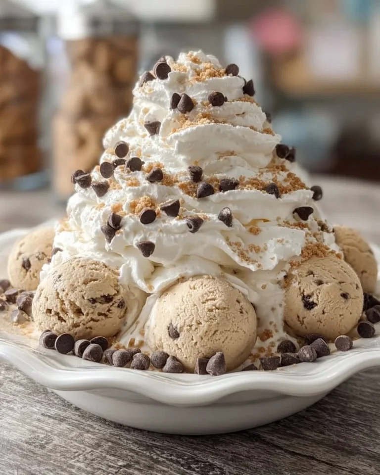 Delicious cookie dough ice cream in a bowl topped with sprinkles and chocolate chips