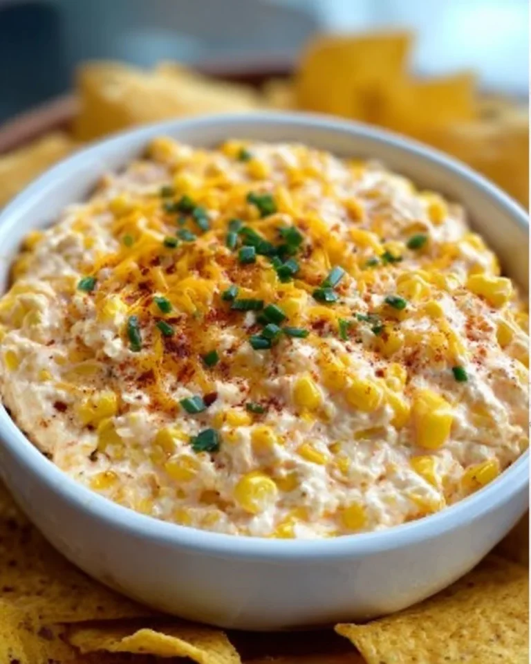 Creamy and flavorful Corn Dip served in a bowl with tortilla chips