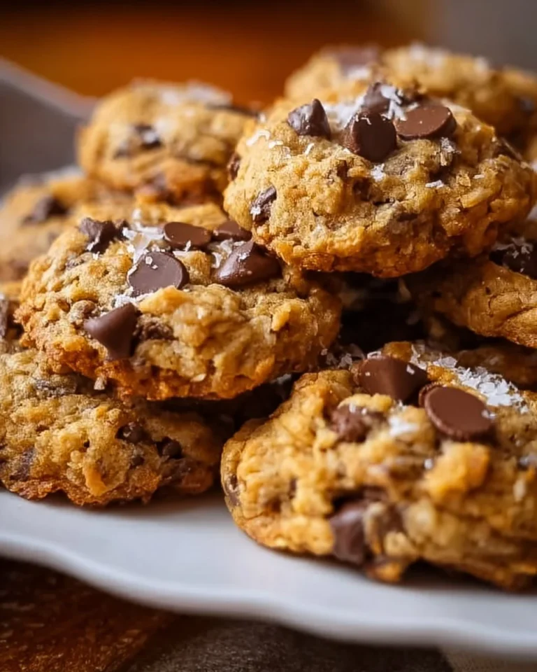 Plate of freshly baked Cowboy Cookies with chocolate and nuts