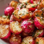 Crispy air fried radishes served in a bowl for a healthy snack