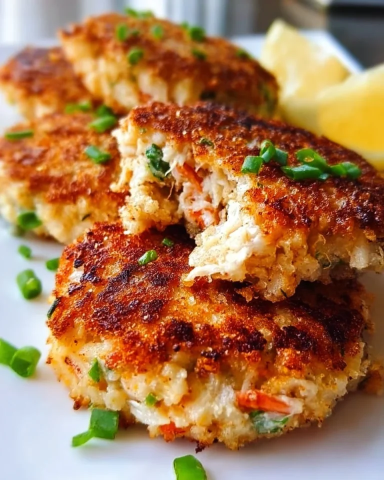 Crispy crab cakes served on a plate with lemon and dipping sauce