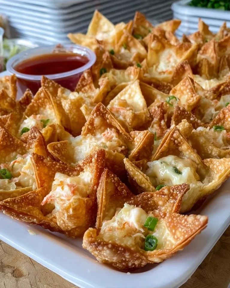 Delicious crispy crab rangoons with creamy filling on a plate
