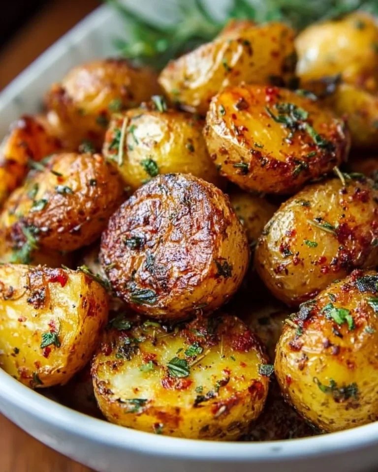 Crispy oven roasted baby potatoes served in a bowl