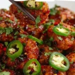 Crispy spicy jalapeño chicken served with fresh vegetables