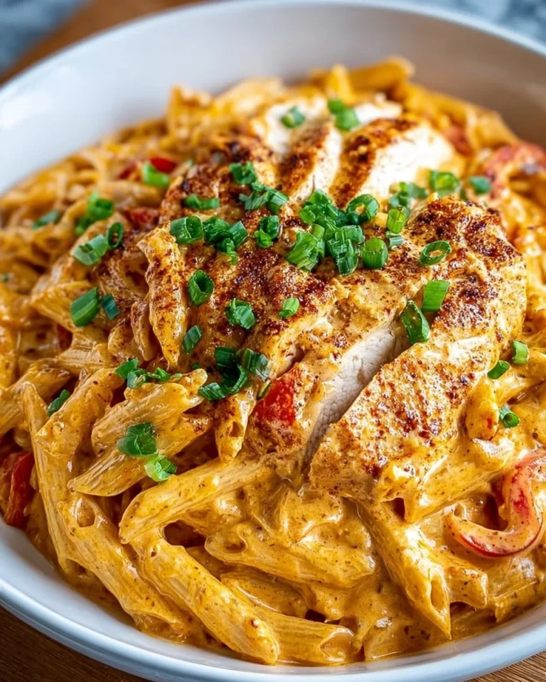 Crock Pot Cajun Chicken Pasta served with herbs and cheese