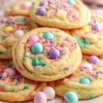 Variety of colorful Easter cookies decorated for the holiday