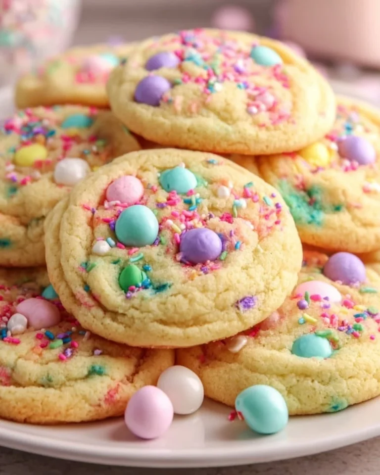 Variety of colorful Easter cookies decorated for the holiday