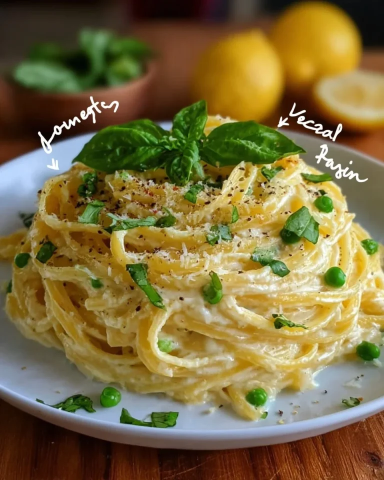 Delicious Fresh Spring Lemon Ricotta Pasta served in a bowl with fresh herbs