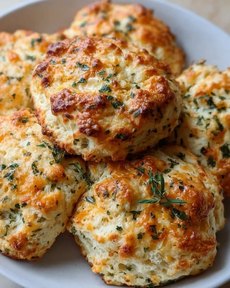 Freshly baked garlic herb sourdough biscuits on a wooden baking tray.