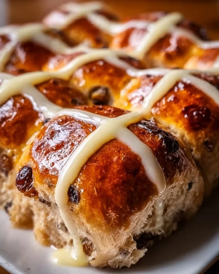 Golden Apple Hot Cross Buns freshly baked with spices and glazed topping
