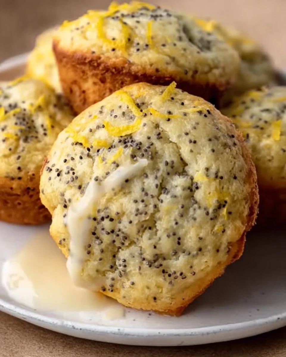 Healthy lemon poppy seed muffins baked with fresh lemons and poppy seeds