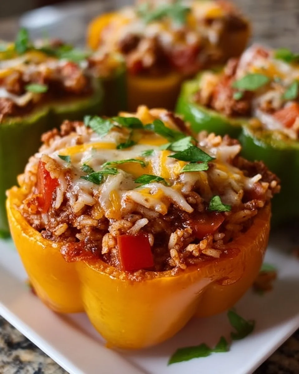 Healthy unstuffed peppers with fresh vegetables and savory grains in a bowl