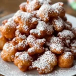 Homemade funnel cake bites freshly prepared and served warm.