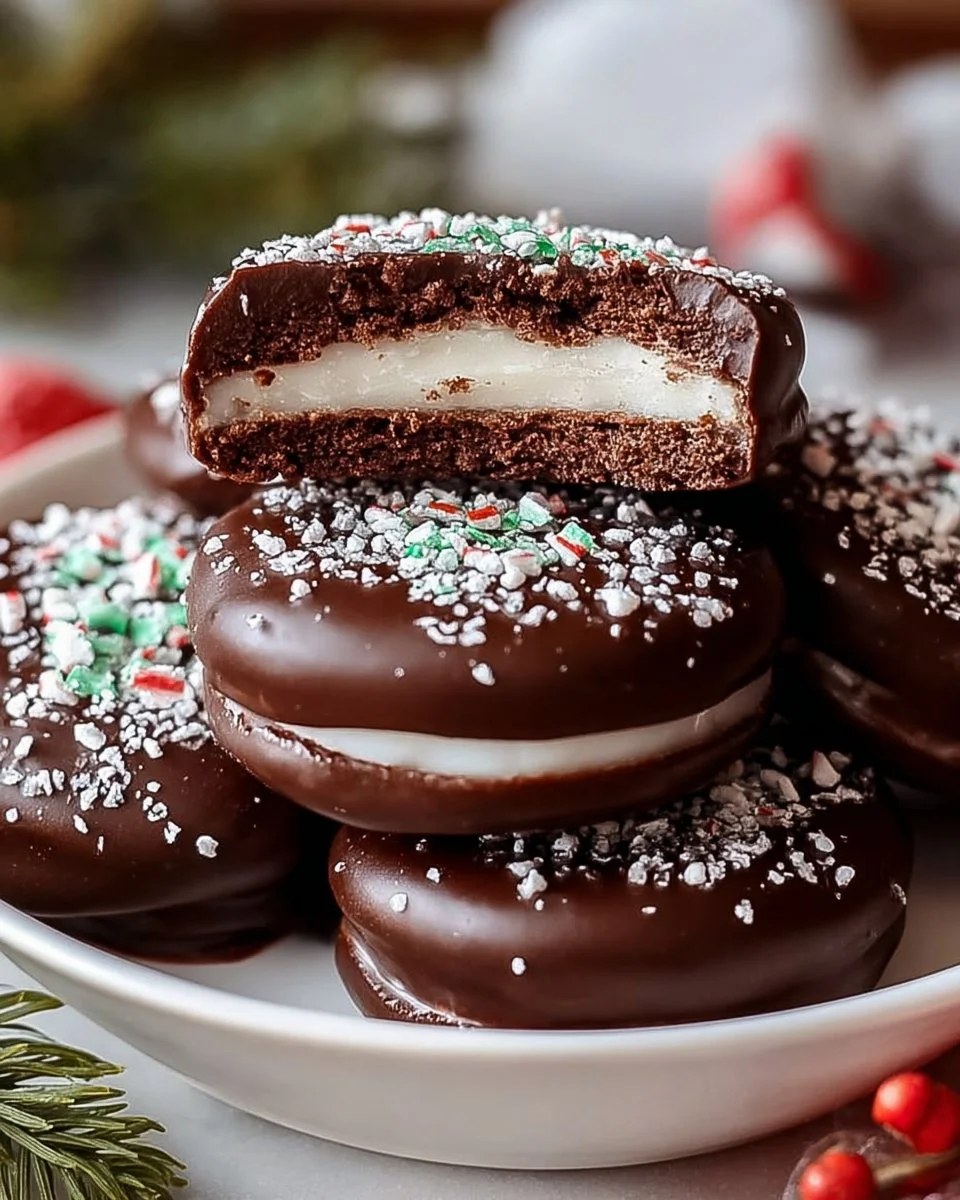 Homemade peppermint patties arranged on a plate.