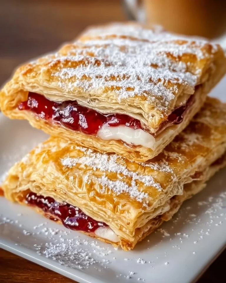 Homemade toaster strudel filled with fruit on a plate