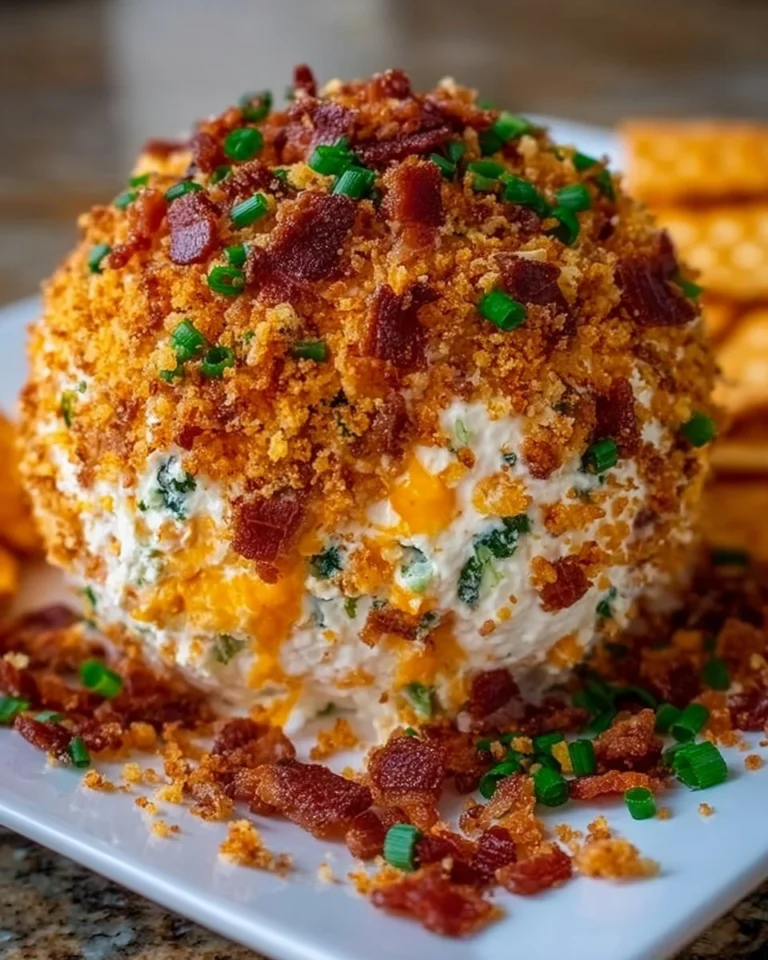 Delicious Jalapeno Popper Cheese Ball served with crunchy crackers.