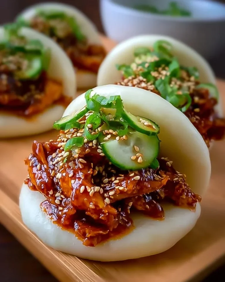 Korean Chicken Bao Buns served on a plate