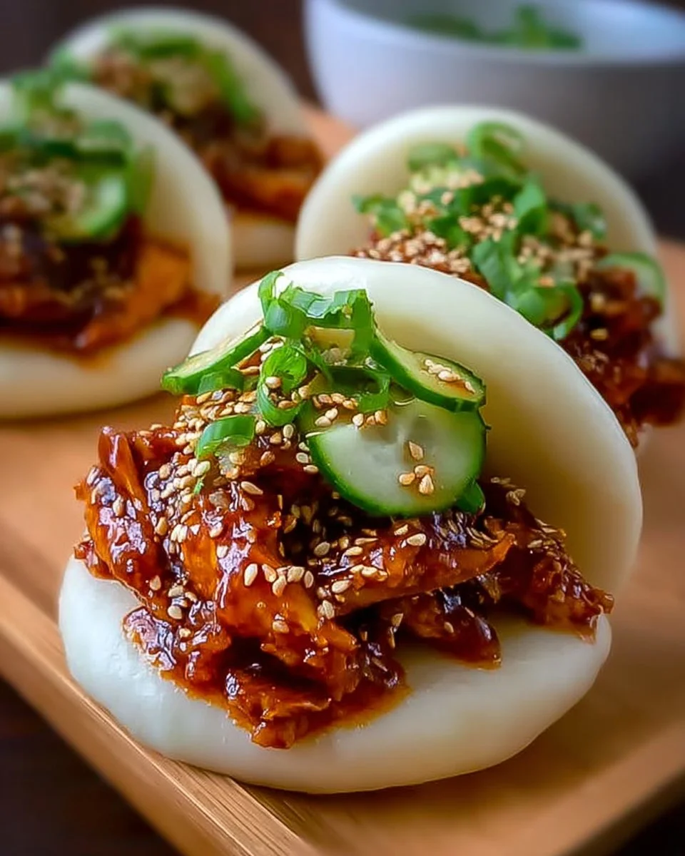 Korean Chicken Bao Buns served on a plate