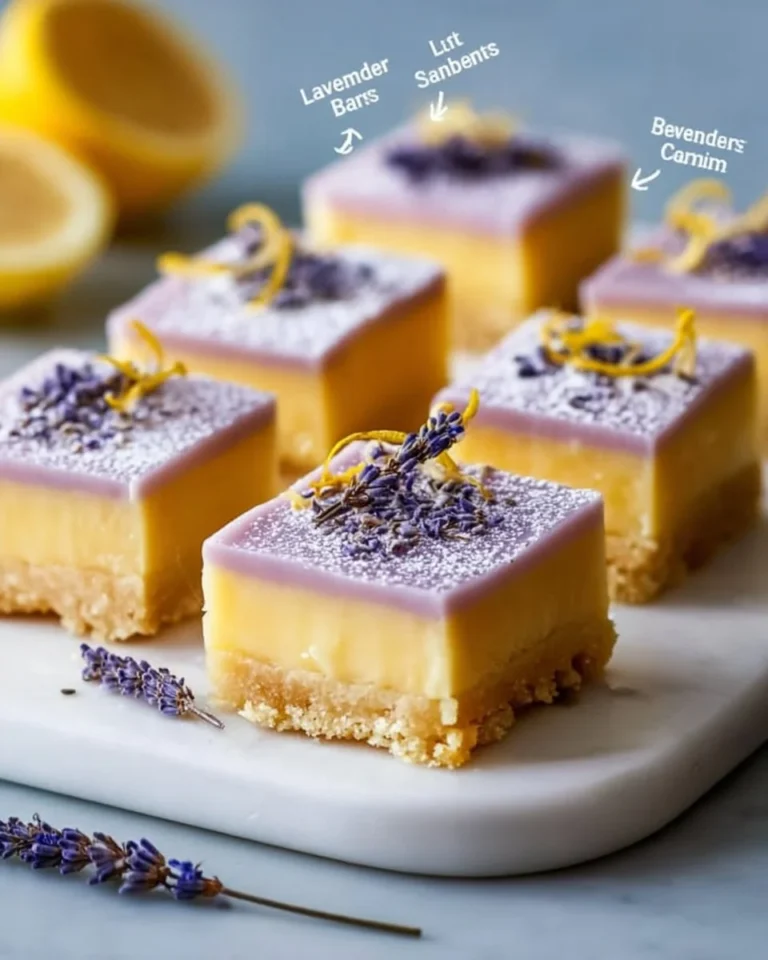 Lavender Lemon Cream Bars with a creamy texture and fragrant toppings