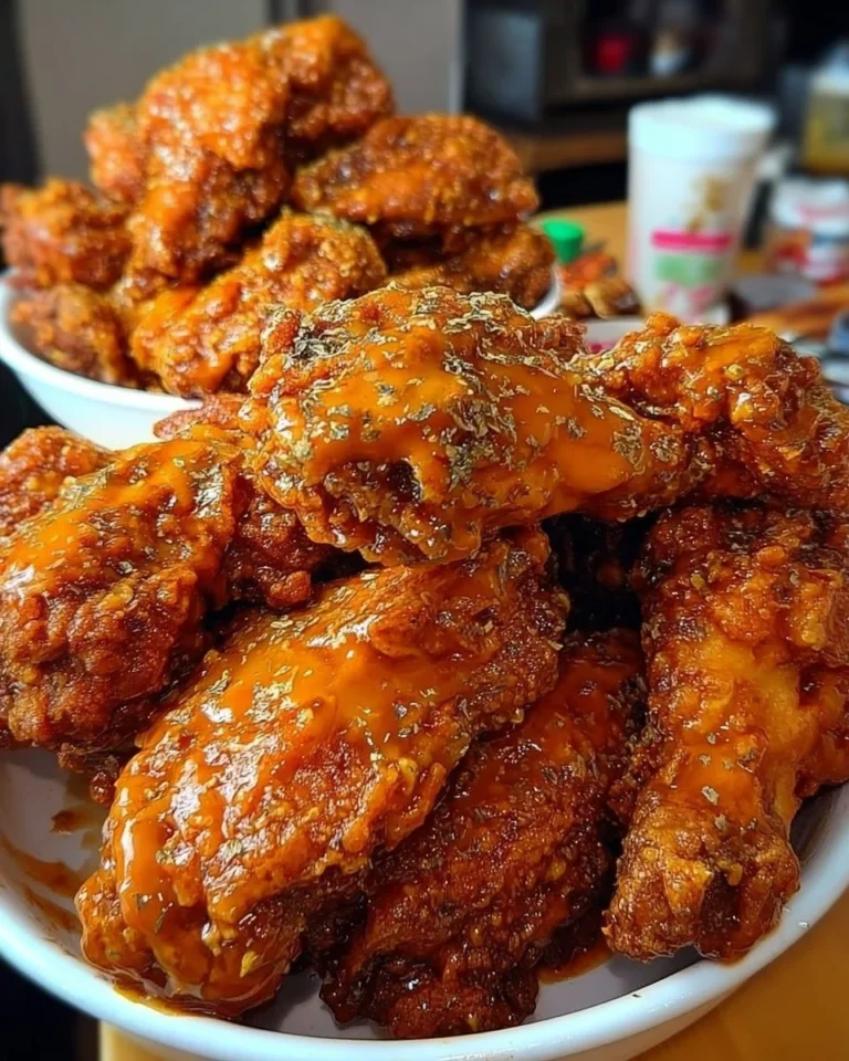 Delicious Loaded Buffalo Fried Chicken Wings topped with flavorful sauce