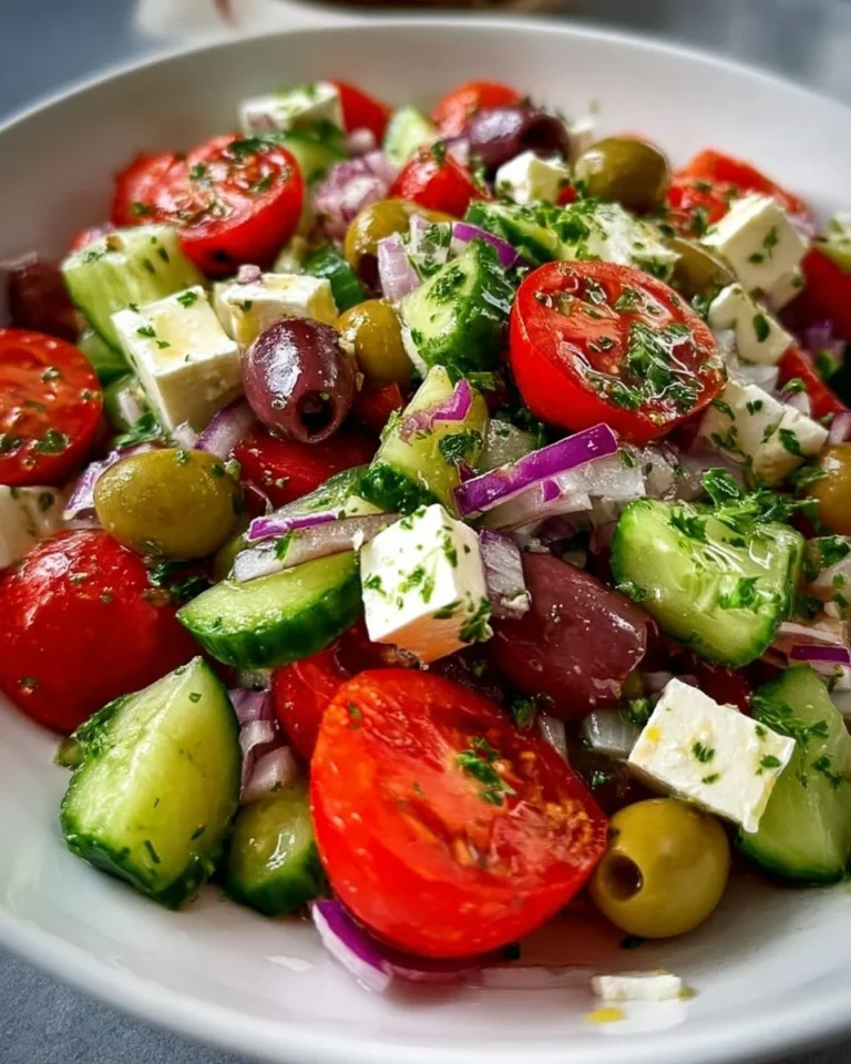 Mediterranean Cucumber Tomato Feta Salad with fresh ingredients
