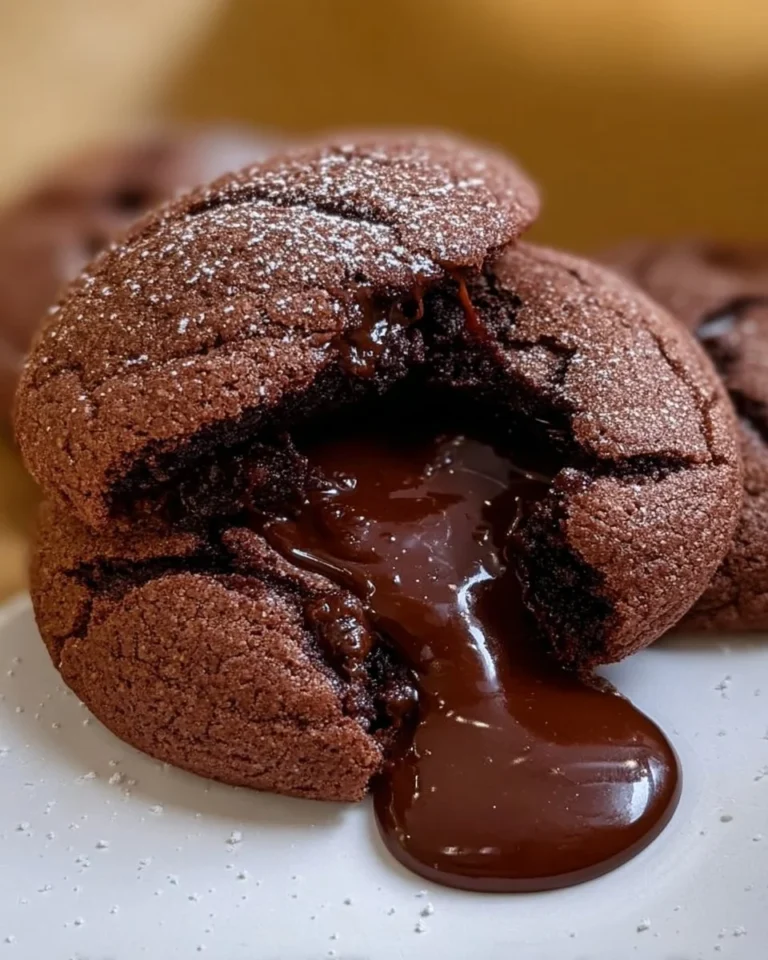 Freshly baked chocolate lava cookies with gooey molten center