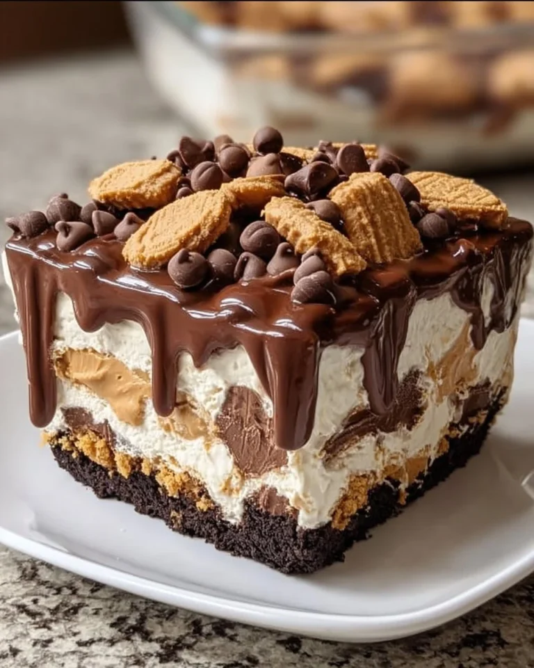 Delicious no-bake chocolate peanut butter mousse dessert topped with chocolate shavings