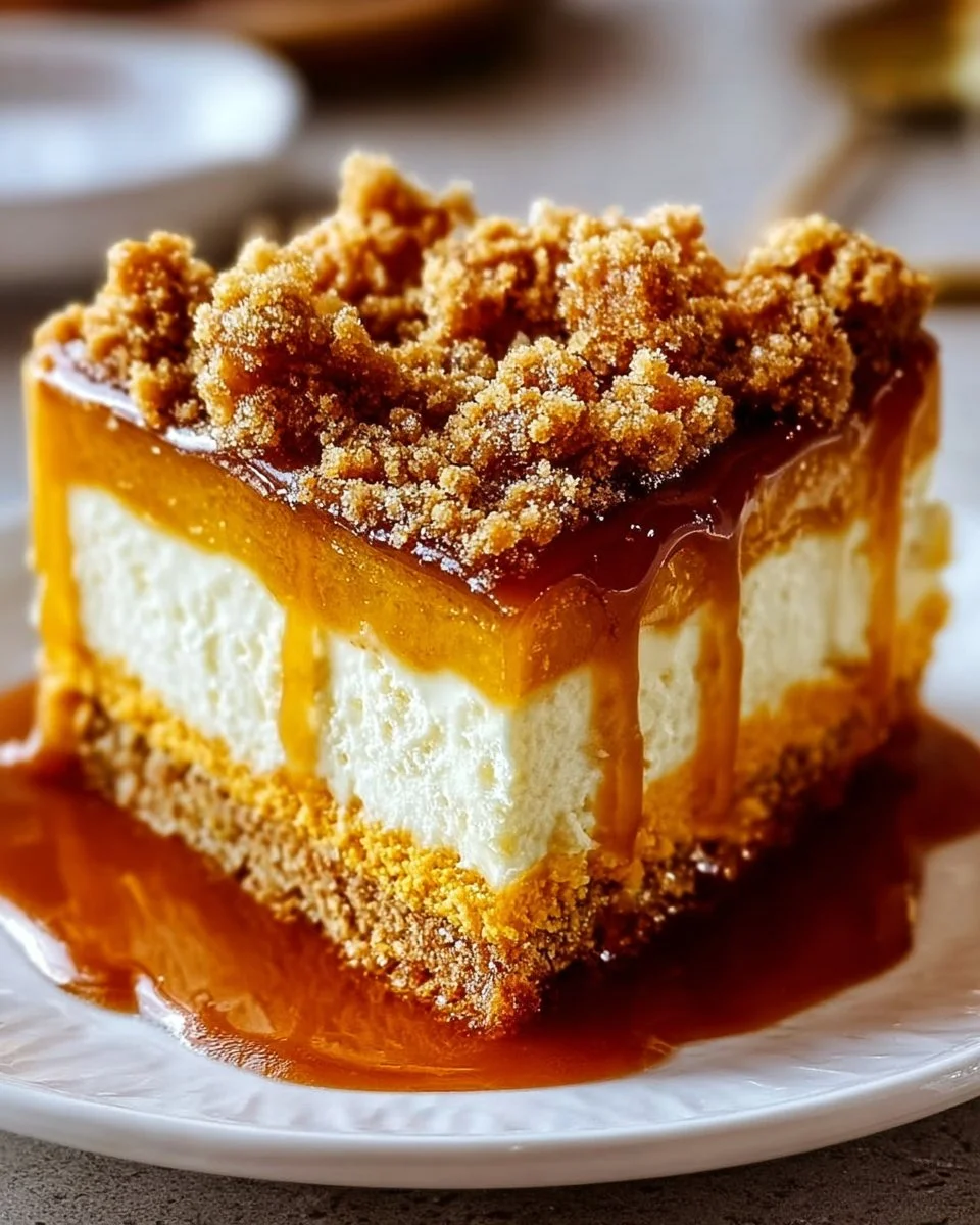 Delicious Pumpkin Crunch Crème Brûlée Cake topped with caramelized sugar