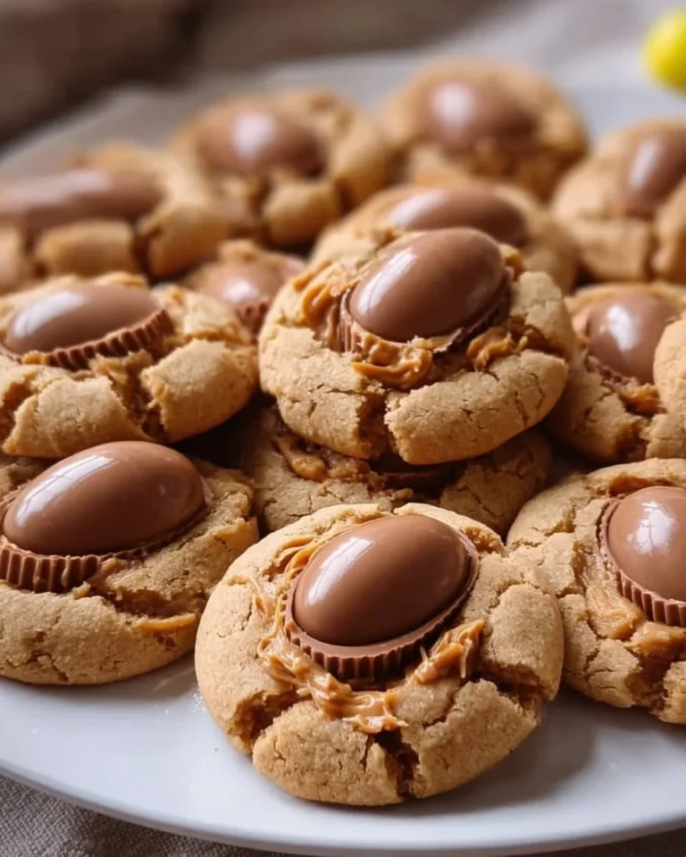 Reese’s Egg Peanut Butter Cookies with chocolate and peanut butter