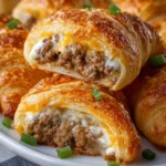 Sausage cream cheese crescent rolls on a plate ready to be served