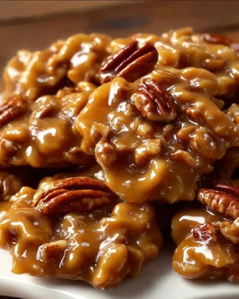Delicious soft caramel pecan clusters with rich caramel and crunchy pecans