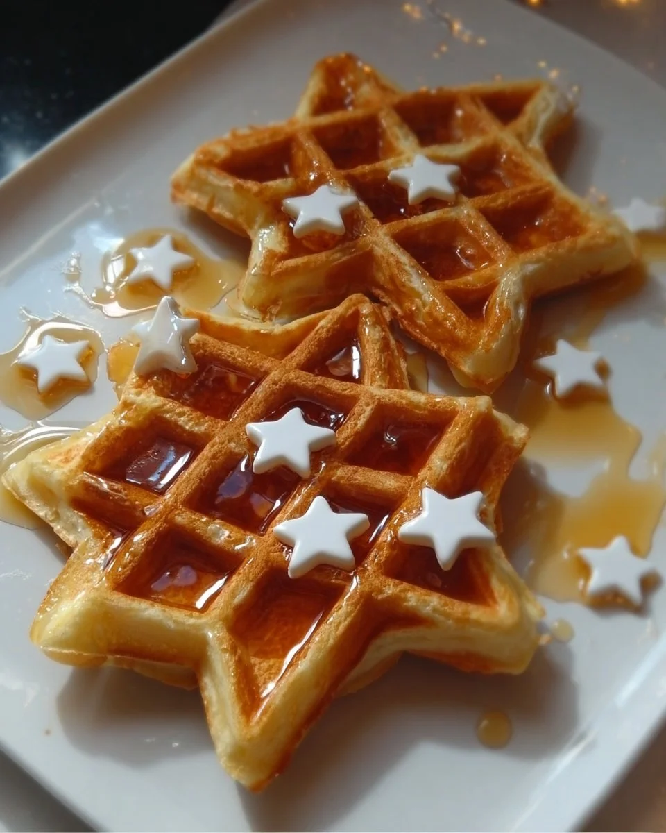 Delicious homemade Star Waffles served with fresh toppings