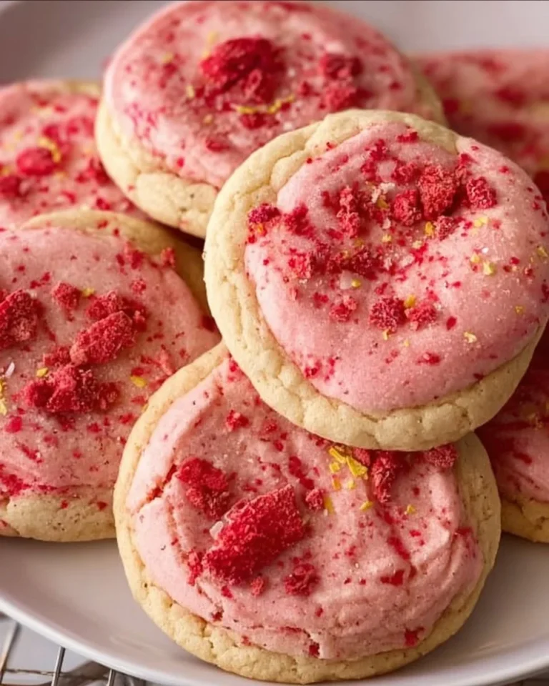 Delicious Strawberry Lemonade Cookies with fresh strawberries and lemon zest