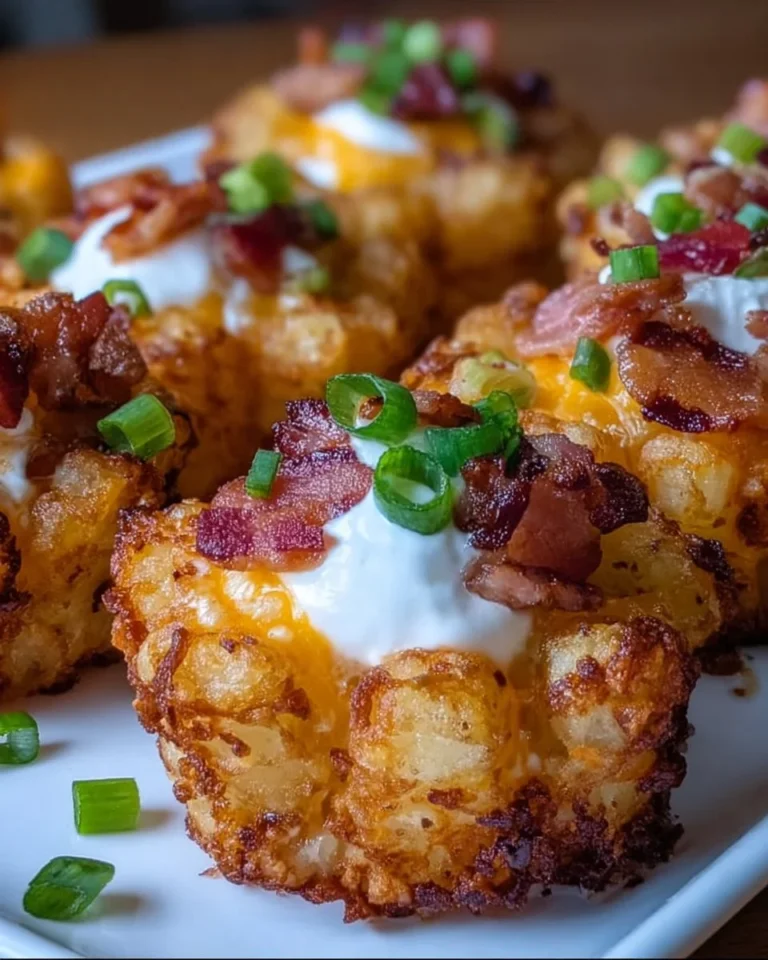 Tater Tot Appetizer Cups ready to serve, garnished and appealing