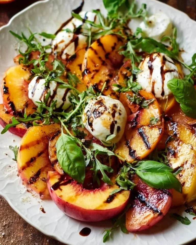 20-Minute grilled peach caprese salad with mozzarella and basil
