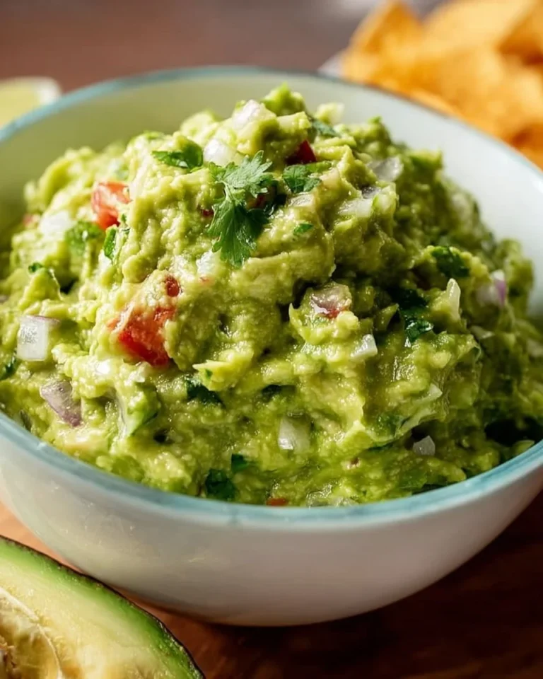 Bowl of authentic guacamole made with fresh avocados and spices
