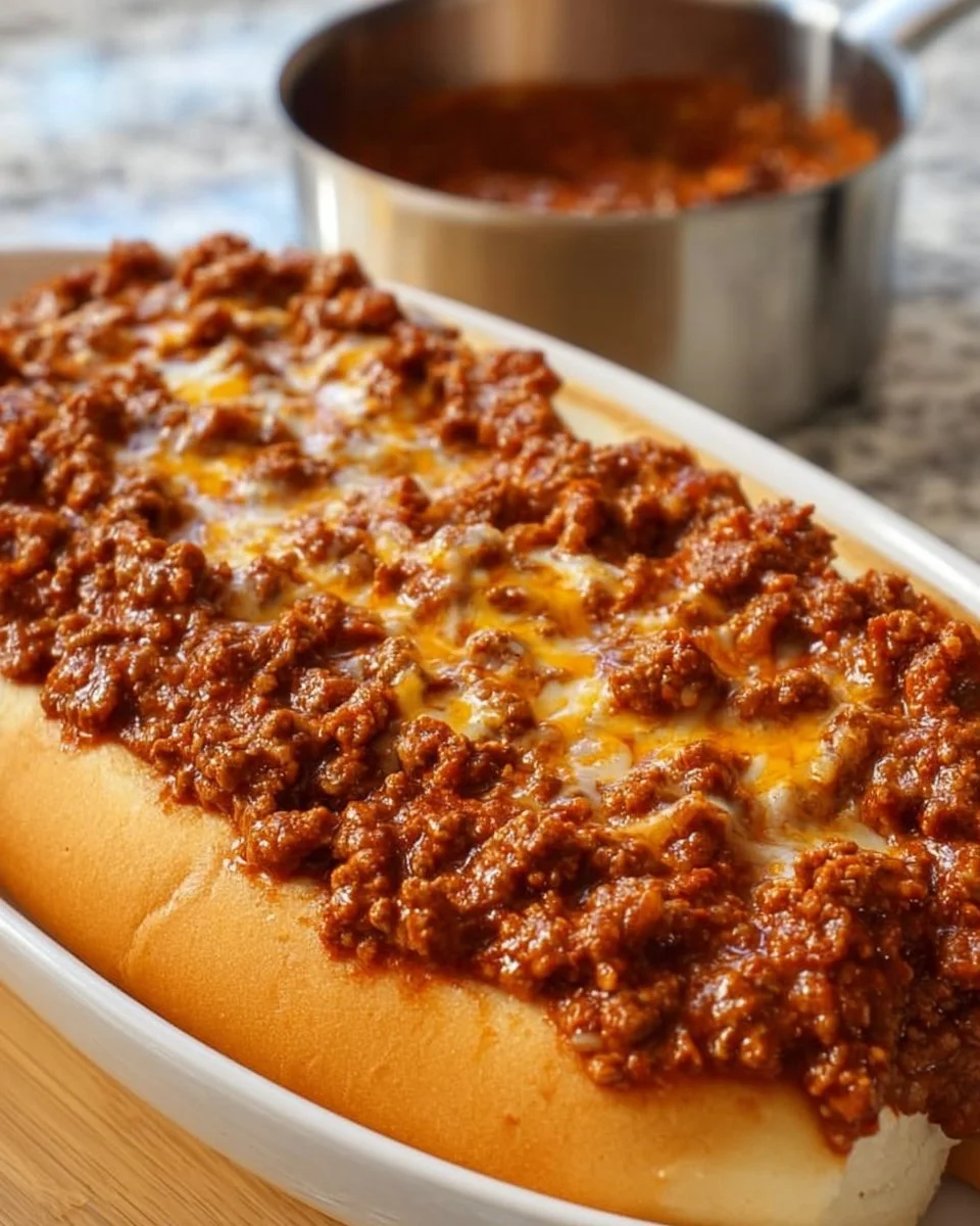 Delicious Beef Hot Dog Meat Sauce served over hot dogs